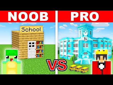 NOOB vs PRO: GIANT SCHOOL House Build Challenge in Minecraft!