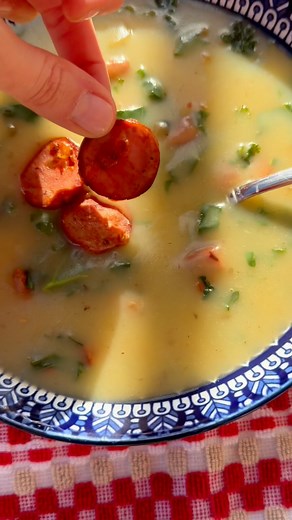 Cozy, simple, and perfect for busy weeknights — Caldo Verde is one of those soups that just warms your soul. 🥣✨ Traditionally it’s made with collard greens or kale, but the real secret is slicing the greens super thin. I thought mine were thin… turns out they could’ve been thinner. 😂 Doesn’t change the flavor at all, but when they’re really thin, it’s just easier (and honestly nicer) to eat. This soup was SO good — definitely one to save. #caldoverde #portugueserecipes #souprecipe #cozyrecipes