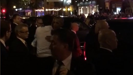 Trudeau, Obama hug it out after private dinner at Montreal restaurant
