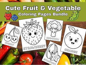Fruit Vegetable Coloring Pages 70 Printable Food Sheets Nuts Berries Coloring Book - Etsy