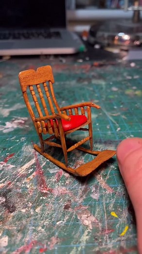 Making a miniature rocking chair (repost) #fyp #modelmaking #minichair #artprocess #learnontiktok #christmascrafts