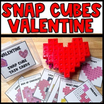 Valentine's Day Snap Cubes Task Cards STEM Activities Elementary Pattern Cards