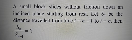 A small block slides without friction down aninclined plane st... | Filo