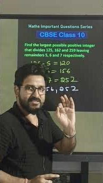 Largest Number Dividing 125, 162, 259 with Remainders | Class 10 Maths Real Numbers 🔥 #shorts