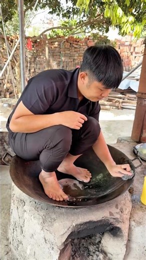 Hard Work: Cleaning a Giant Wok! #shorts
