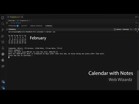 Web Wizardz - Calendar with Notes