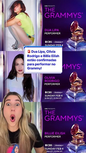 Performances Confirmadas: Dua Lipa, Olivia Rodrigo e Billie Eilish no Grammy