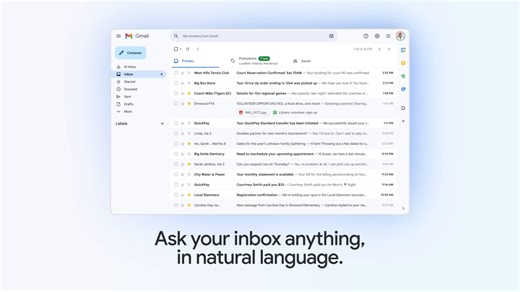 Gmail in the Gemini era is here to help you find answers faster. Instead of hunting for keywords or digging through a year of emails, just ask a question like “Who was the plumber that gave me a quote for the bathroom renovation last year?” Gemini’s advanced reasoning generates an AI Overview, instantly summarizing the details you’re looking for. Available to all US Google AI Pro and Ultra subscribers.https://goo.gle/4b1xCc6 | Gmail