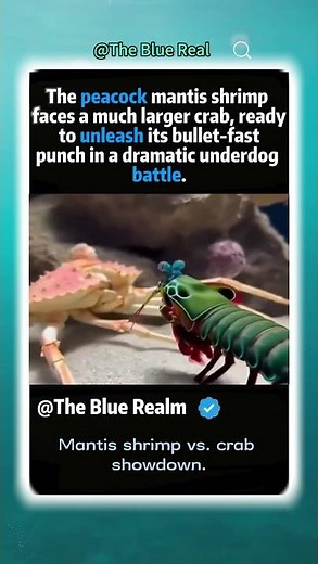 Mantis shrimp vs. crab showdown.#animalfacts #wildlife #cuteanimals