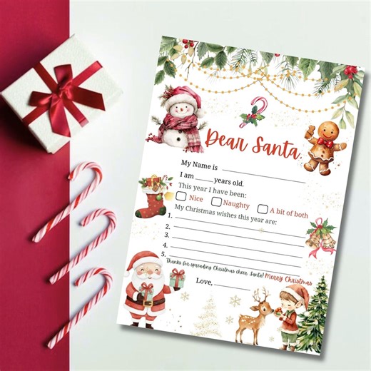 Letter to Santa Editable, Printable Santa Wish List Letters, Christmas Letter Template, Easy to Print Kids Santa Letter Instant Download - Etsy