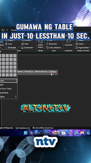 90% ng MS word user hindi alam ang method na ito sa pag insert ng table.