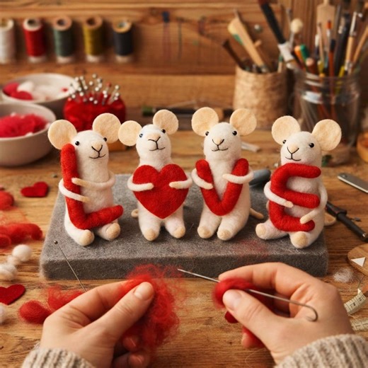 Needle Felted Mouse Valentine’s Day Gift Set , Wool Animal Holding Love Letters Cute Gifts for Her for Valentine’s Day 4 Pcs - Etsy