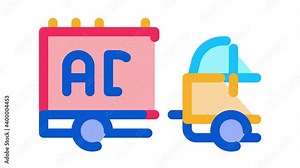 moving advertisement by car Icon Animation. color moving advertisement by car animated icon on white background