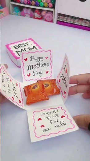 How to Make an Easy Paper Explosion Box for Mom! 🌸🍬 #diy #homemadepapercraft