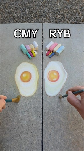 CMY vs RYB eggs color theory chalk art drawing #colortheory #chalkart #chalk #chalkartist #art