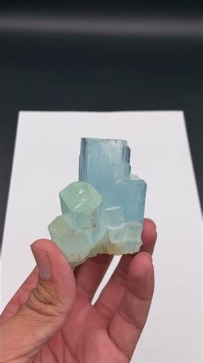 Rare Natural Sky Blue Aquamarine Crystal Cluster on Matrix – Terminated Gemmy Beryl Specimen