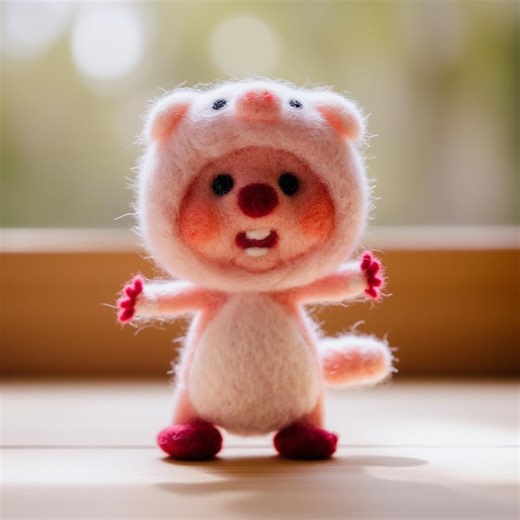 Handmade Felt Pig Doll, Needle Felted Pig Toy, Cute Wool Animal Figurine, Miniature Felt Animal, Nursery Decor Gift, Kawaii Desk Decor - Etsy