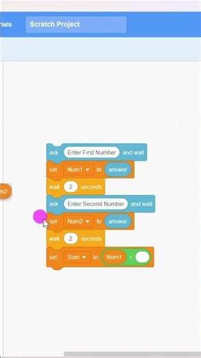 Addition of two numbers in Scratch3 #scratch3 #blockcoding #scratchprogramming #shorts #shortsvideo