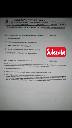 CC-211 | Object Oriented Programming | 2024 paper #cs