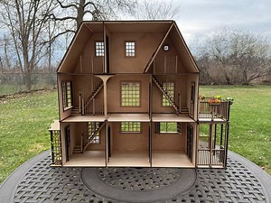 DIY 3-story Wooden Dollhouse Kit 1:12 Scale - Miniature House With Porch - Etsy
