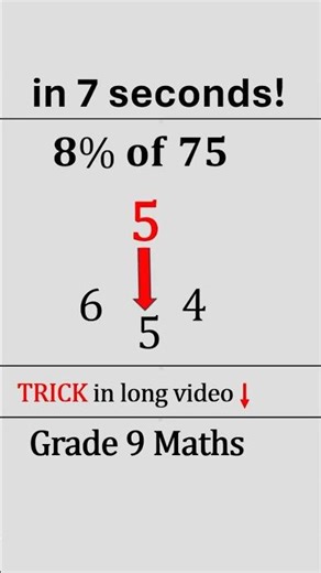 Can You Solve 8% of 75 in 7 Seconds? 🔥 | Grade 9 Math Trick