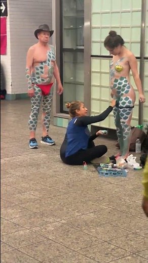 Body Painting Artists in Times Square Subway Station.... #nyc #artwork #art #manhattan #timessquare