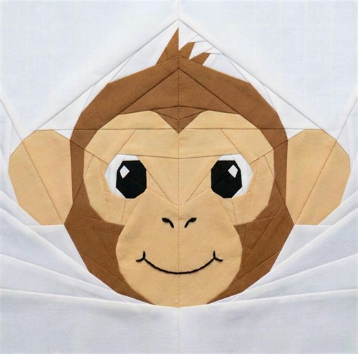 Monkey Quilt Block Pattern – Foundation Paper Piecing PDF - Etsy