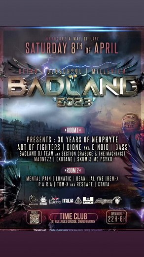 DANS UN MOIS, ON Y EST !! 💣 BADLAND - The Hardcore Reunion 🎫 : https://my.weezevent.com/badland-the-hardcore-reunion Voici l’affiche complète les amis !! 🎶 Un grand merci à Greg pour cette création. 🙏🏻 Il est grand temps que les anciens, les passionnés, les puristes partagent cette programmation incroyable ! Le combat continue… Militants, enregistrez et diffusez ce line-up absolument partout 📲 ON EST BADLAND BORDEL ! 👊🏻