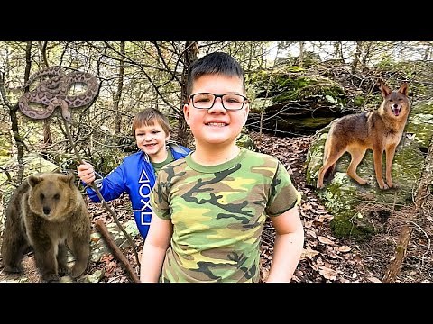 HiKING ADVENTURE with CALEB AND FRIENDS! EXPLORING THE WOODS and CAVES with KIDS!