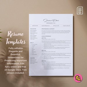 Modèle de CV numérique simple et délicat, Lot de lettres de motivation de référence entièrement modifiables et compatibles ATS, Collection de candidatures, Mignon - Etsy France
