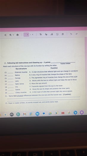 Following lab instructions and Cleaning up - 2 points Match eac... | Filo