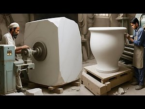 Mastering Marble: Crafting a Giant Flowerpot from Stone | Artisans at Work