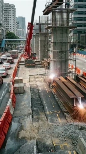 Urban Steel Flyover Bridge Construction | Mega City Infrastructure Timelapse