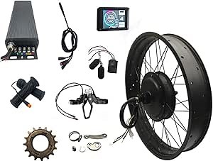 NBPOWER 5000w Electric Fat Bike kit sabvoton 100A Programmable Controller 100KM/H max Speed, with TFT Color Display System,Single Speed Freewheel (26 * 4.0 Rear)