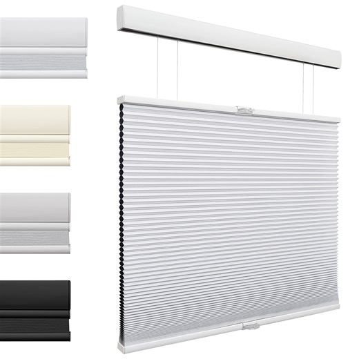 MiLin Top Down Bottom Up Cordless Cellular Shades Color-Matched Cellular Blinds for Windows Honeycomb Design Blinds Shades (Blackout White, 48 1/2" W X 48" H)