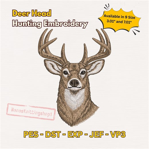 Realistic Buck Portrait Embroidery Design, Deer Head Wildlife Hunting Machine Embroidery File - Etsy