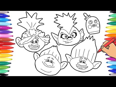 TROLLS WORLD TOUR 2020 - DRAWING AND COLORING TROLLS FACES - TROLLS COLORING PAGES