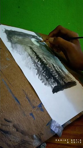 how to Black tree drawing | Black and white tree painting | how to dark forest drawing | #drawing