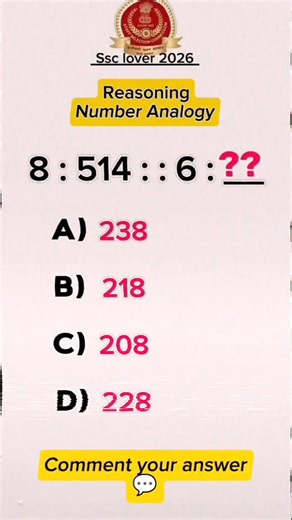 STUDY POINT 📚 on Instagram: "Comment your answer || Reasoning question || Number analogy || Ssc . . . #reasoning #ssc #shorts #viral #analogy #ssc #ssccgl #sscmts #sscchsl #reasoning #rrb #like"