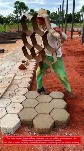 Amazing Hexagonal Concrete Mold – Watch This Worker Create Perfect Pavement Tiles!