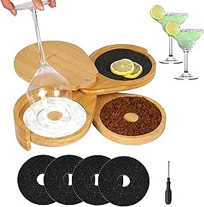 3 Tier Margarita Salt Rimmer Set Bamboo. Family Party Salt and Sugar Rimmer for Cocktails Bar Bartender Tools Glass Rimmer Cocktail Rimmers Drinks 5.1 Inch Margarita Kit