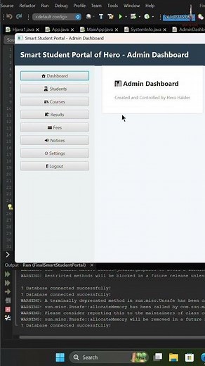 Database Student Portal (JavaFX) 🎓 | Hero Halder #Shorts 💻