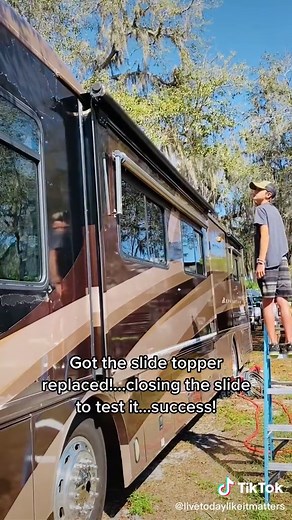 Replaced RV slide topper #rvmaintenance #rvfixes #slidetopper #diyproject #mrfixit #motorhome