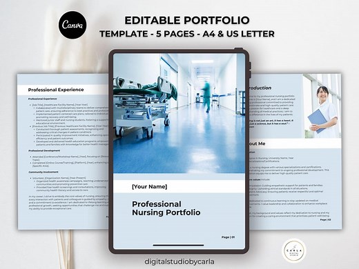 Nursing Portfolio Template for Canva | Editable Nurse Resume & CV | Professional Healthcare Portfolio - Etsy
