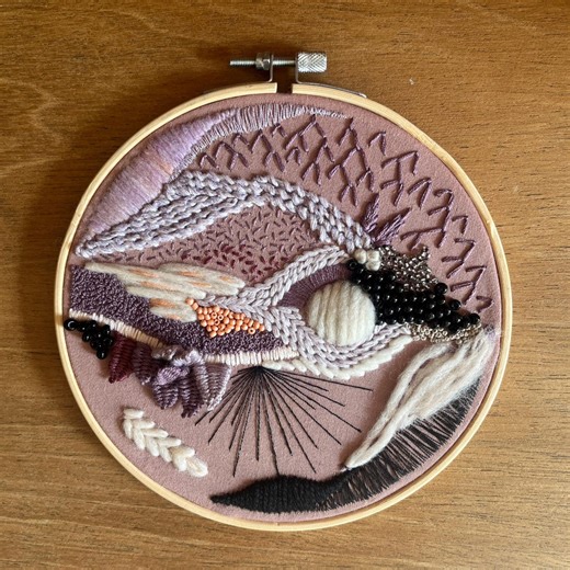 Abstract Embroidery Art - Pale Pink - Etsy