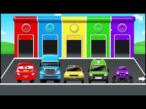 Learning Colors Street Vehicles Names and Sounds for kids with Garage