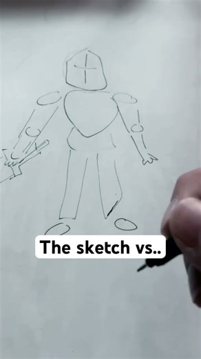 The sketch vs the result ✍️ #art #drawing #transition