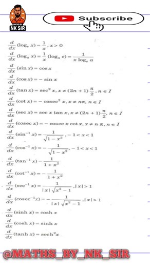 💯🔥basics derivatives formulas 🔥💯 #chapter #class12th #class12maths #yt #education #ytviral