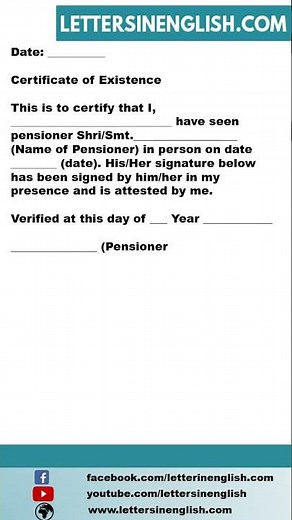 Certificate of Existence Format