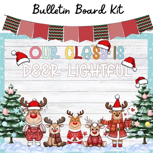 Christmas Bulletin Board Kit Printable |  Classroom Christmas Decor